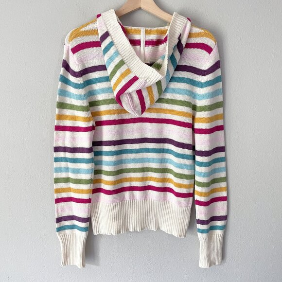 Aeropostale Rainbow Stripe Hooded Sweater Size XL Pullover Buttons NWT Y2K - Picture 2 of 11